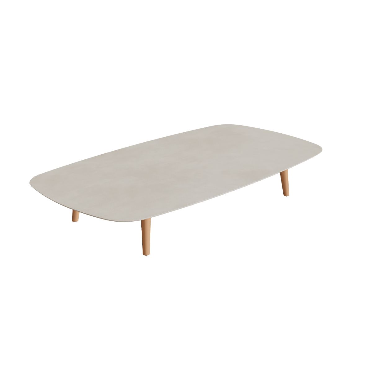Royal Botania Styletto Loungetisch niedrig oval 220 x 120 cm, Teakbeine, Keramik zementgrau (Cemento Luminoso)