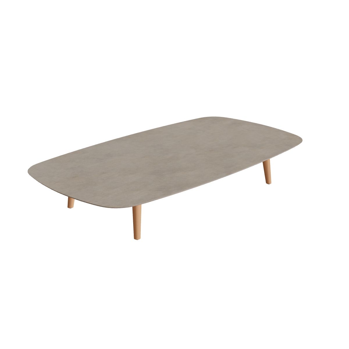 Royal Botania Styletto Loungetisch niedrig oval 220 x 120 cm, Teakbeine, Keramik graubraun (Terra Sabbia)