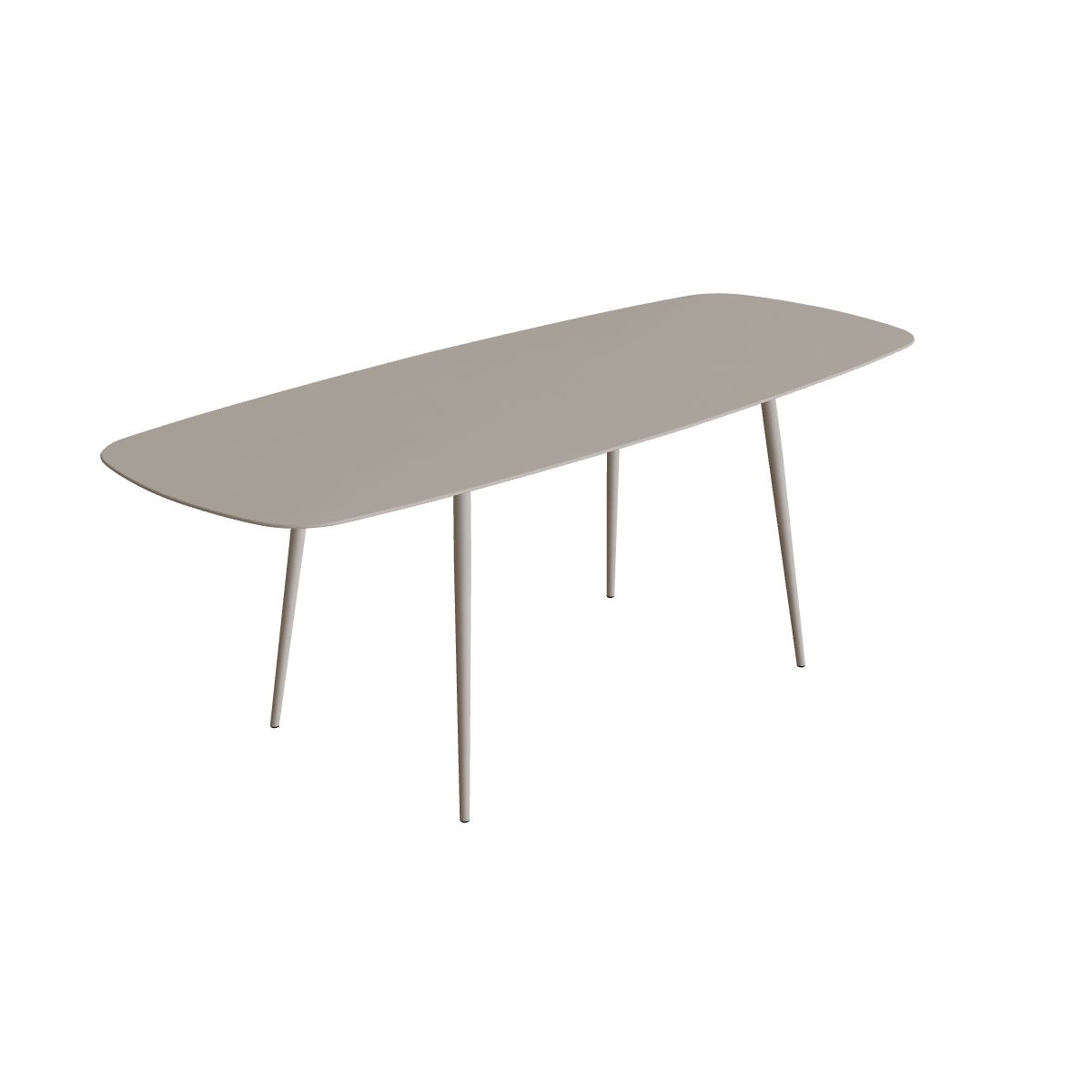 Royal Botania Styletto Bartisch oval 300 x 120 cm, Alu pebble, Keramik perlgrau (Pearl Grey)