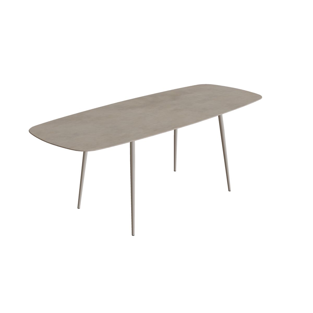 Royal Botania Styletto Bartisch oval 300 x 120 cm, Alu pebble, Keramik graubraun (Terra Sabbia)