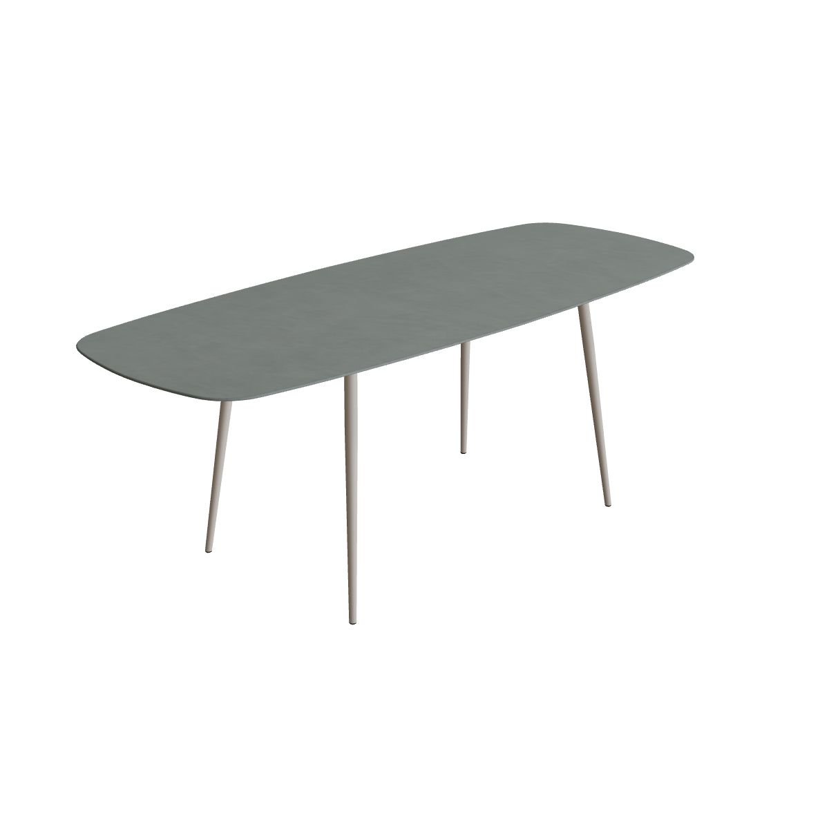 Royal Botania Styletto Bartisch oval 300 x 120 cm, Alu pebble, Keramik steingrün (Verdezza Amazon)