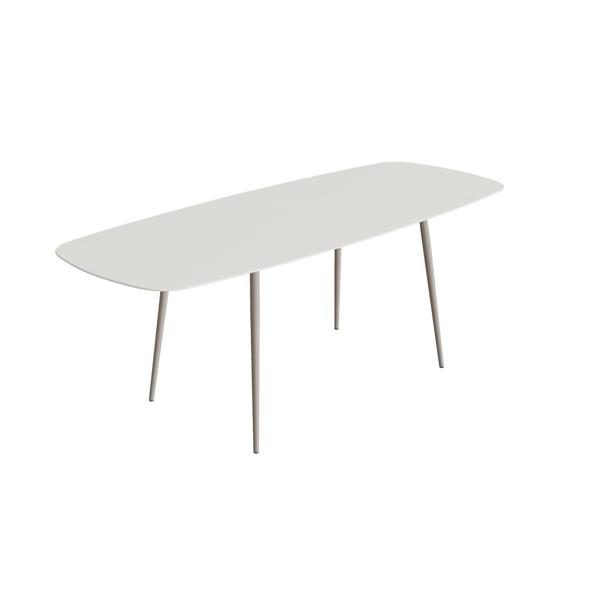 Royal Botania Styletto Bartisch oval 300 x 120 cm, Alu pebble, Keramik weiß (white)