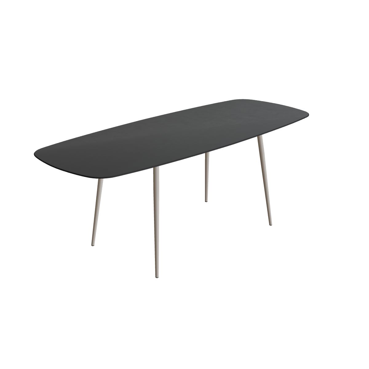 Royal Botania Styletto Bartisch oval 300 x 120 cm, Alu pebble, Keramik schwarz (black)