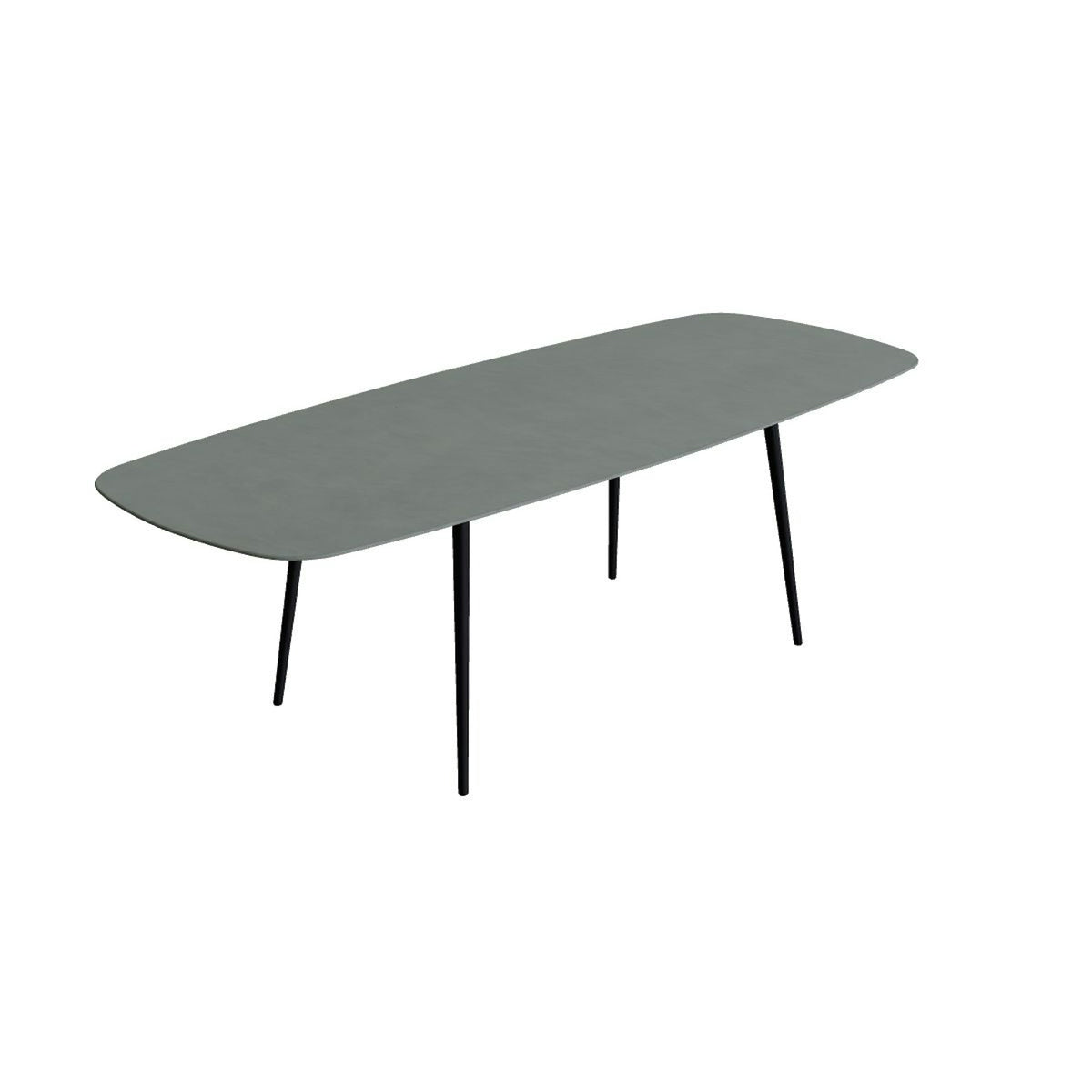 Royal Botania Styletto Thekentisch oval 300 x 120 cm – Alu anthrazit · Keramik steingrün (Verdezza Amazon)