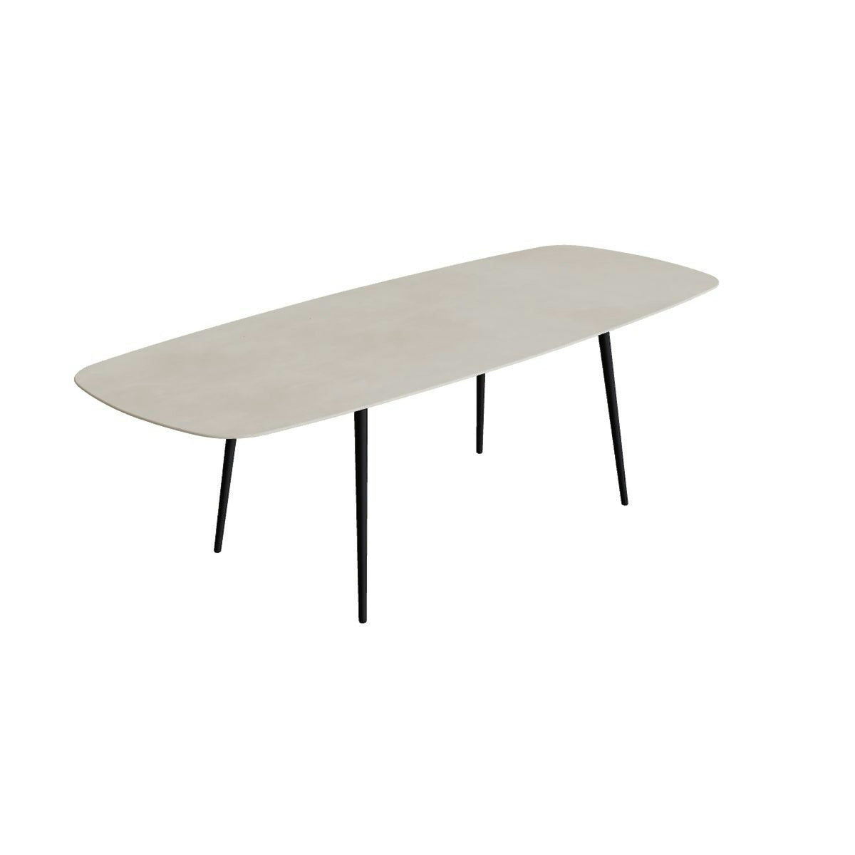Royal Botania Styletto Thekentisch oval 300 x 120 cm – Alu bronze · Keramik zementgrau (Cemento Luminoso)