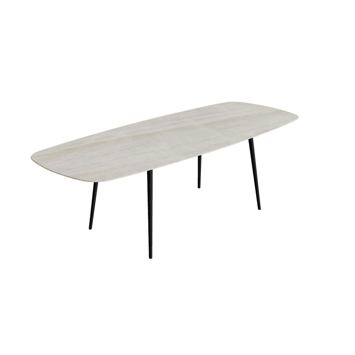 Royal Botania Styletto Thekentisch oval 300 x 120 cm – Alu bronze · Keramik grau-braun geädert (Strato Quartz)