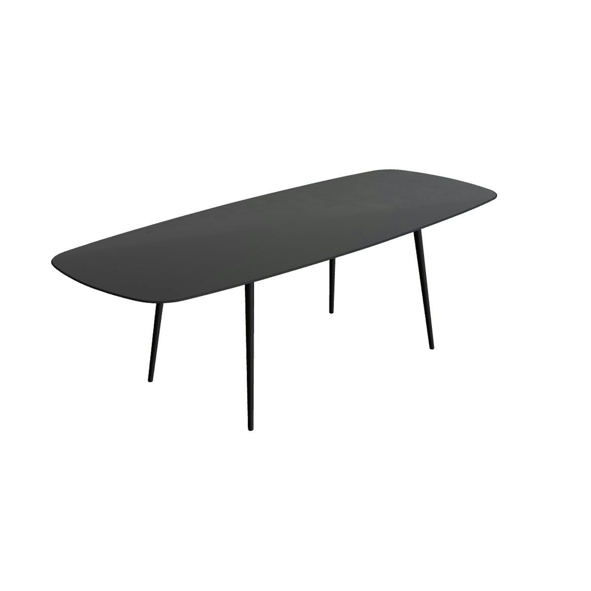 Royal Botania Styletto Thekentisch oval 300 x 120 cm – Alu bronze · Keramik schwarz (black)