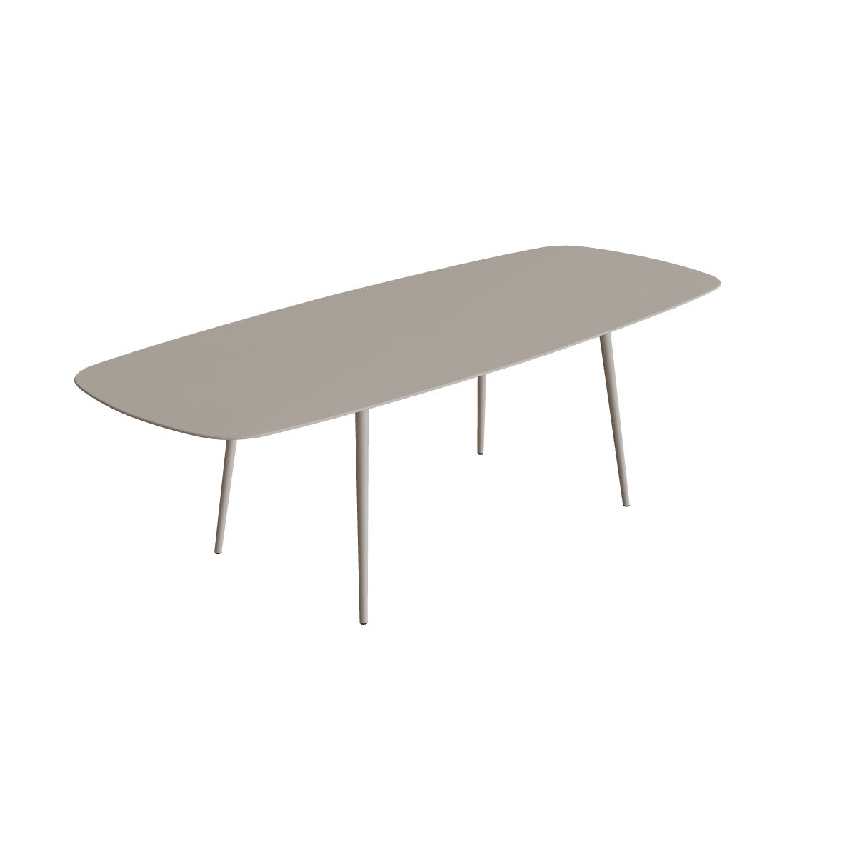 Royal Botania Styletto Thekentisch oval 300 x 120 cm, Alu pebble, Keramik perlgrau (Pearl Grey)