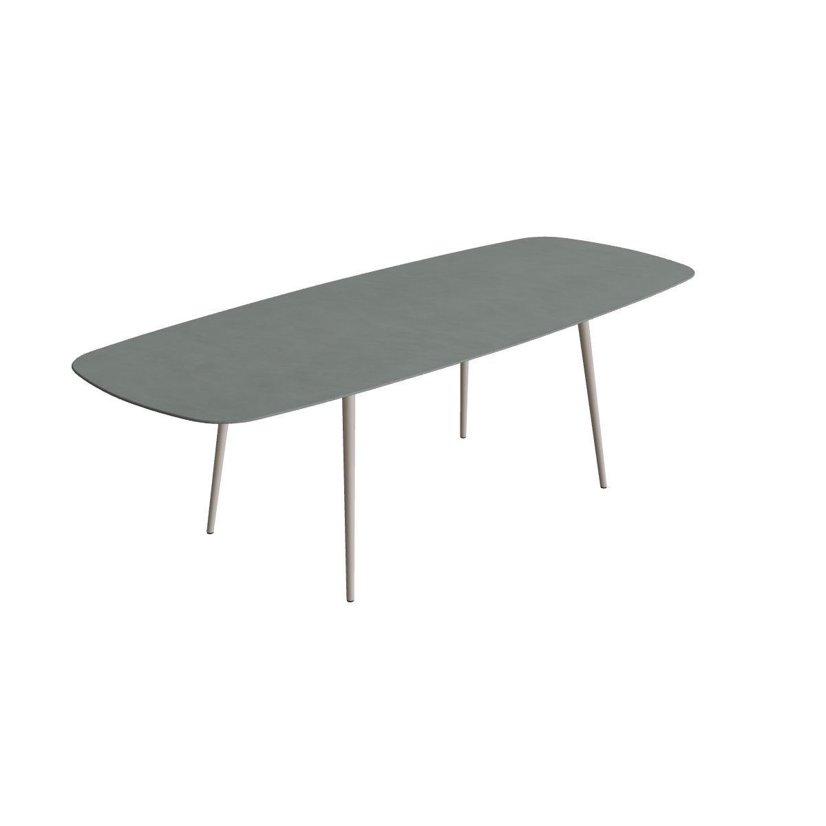 Royal Botania Styletto Thekentisch oval 300 x 120 cm, Alu pebble, Keramik steingrün (Verdezza Amazon)