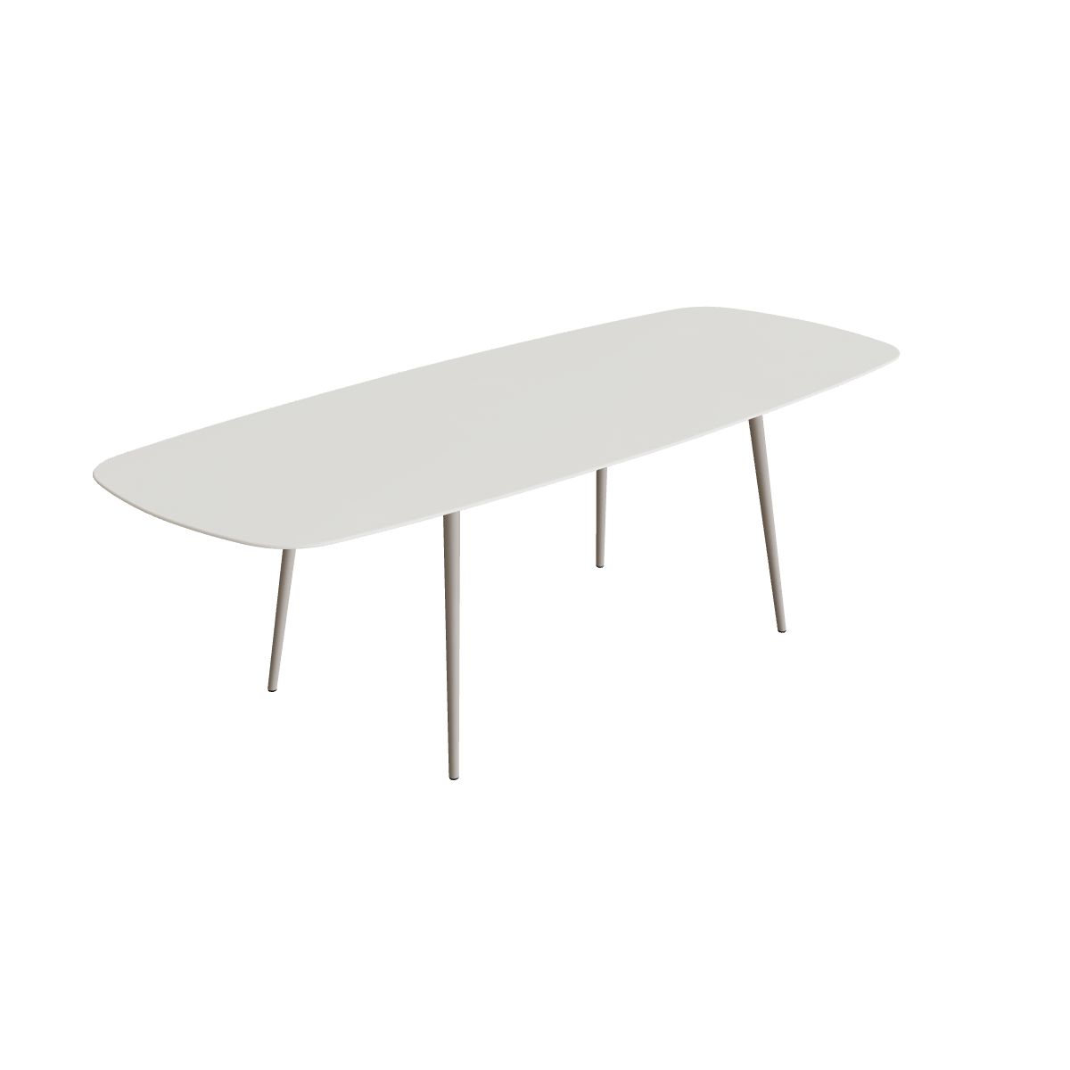 Royal Botania Styletto Thekentisch oval 300 x 120 cm, Alu pebble, Keramik weiß (white)