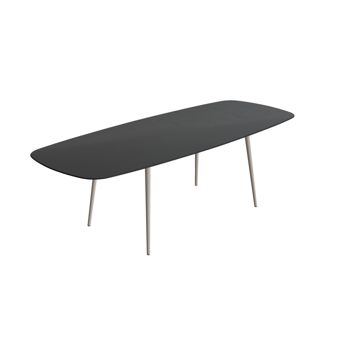 Royal Botania Styletto Thekentisch oval 300 x 120 cm, Alu pebble, Keramik schwarz (black)