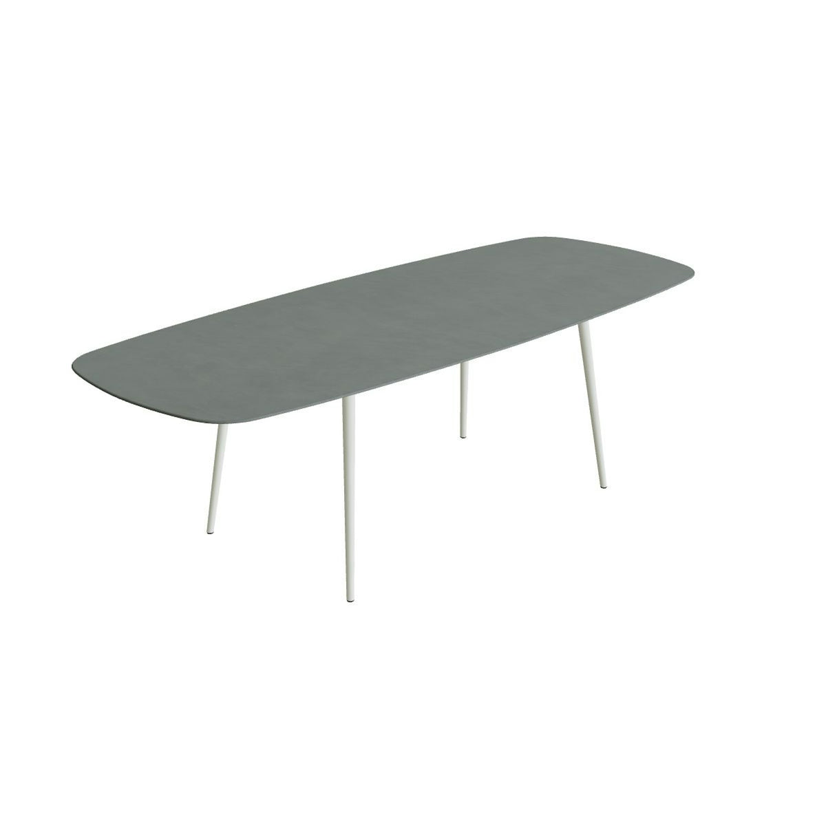 Royal Botania Styletto Thekentisch oval 300 x 120 cm – Alu weiß · Keramik steingrün (Verdezza Amazon)
