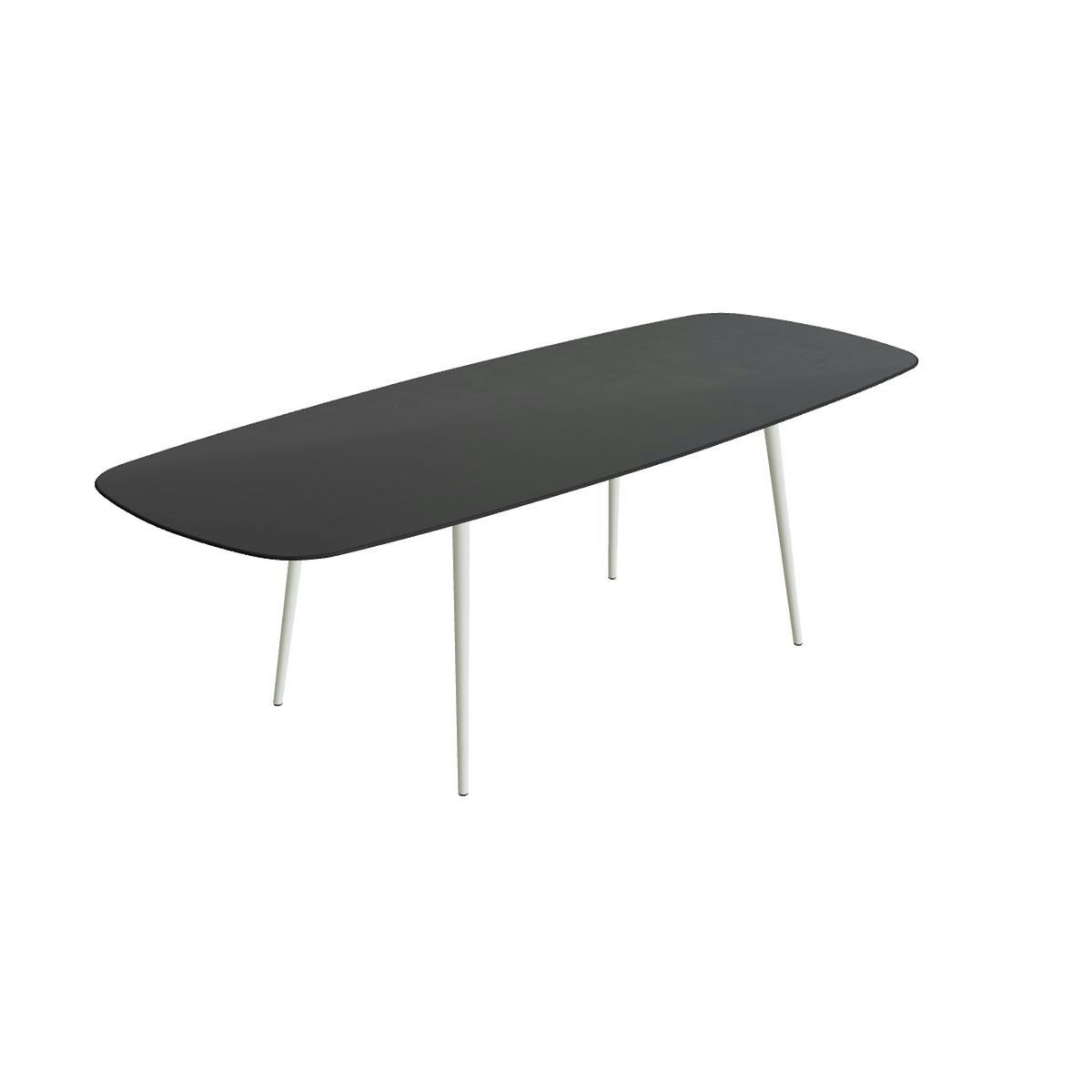Royal Botania Styletto Thekentisch oval 300 x 120 cm – Alu weiß · Keramik schwarz (black)