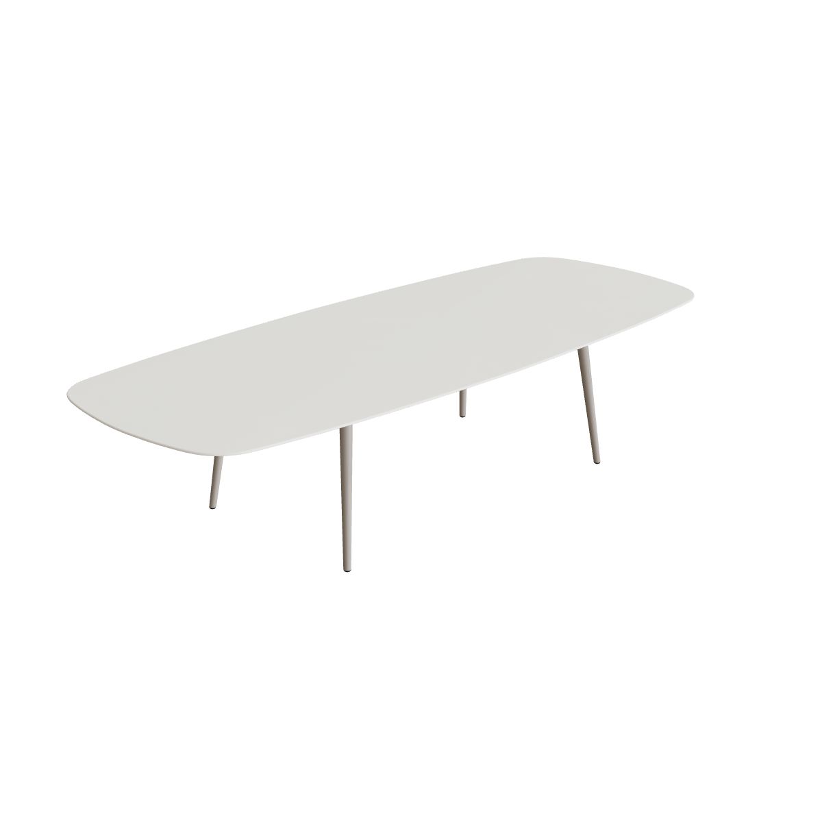 Royal Botania Styletto Low-Dining-Tisch oval 300 x 120 cm, Alu pebble, Keramik weiß (white)