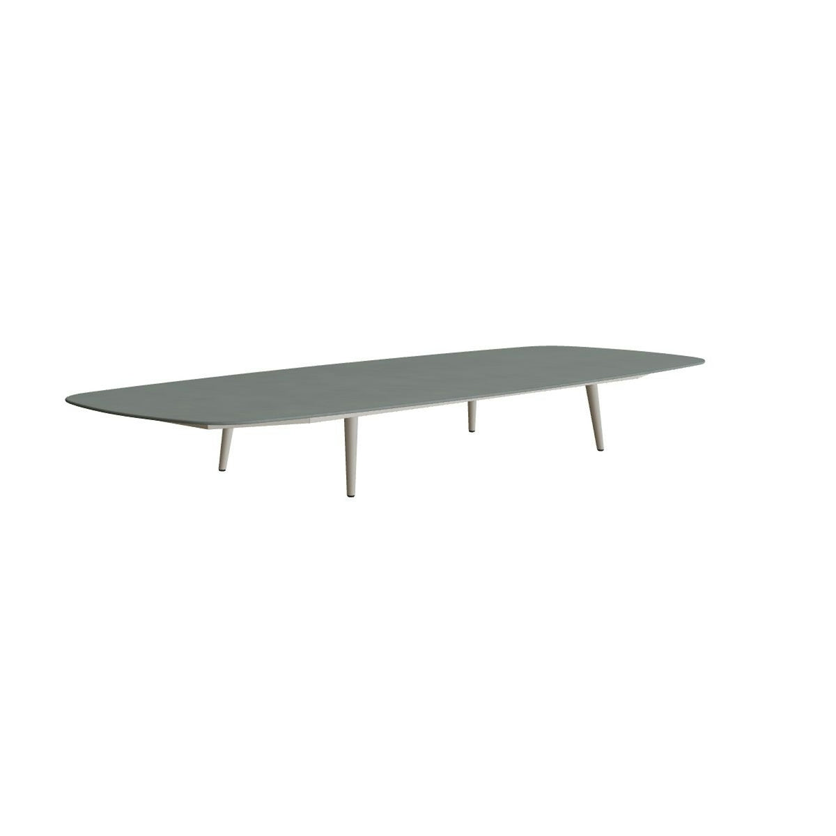 Royal Botania Styletto Loungetisch niedrig oval 300 x 120 cm – Alu pebble · Keramik steingrün (Verdezza Amazon)