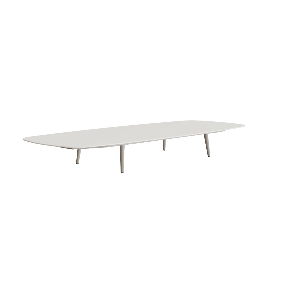 Royal Botania Styletto Loungetisch niedrig oval 300 x 120 cm, Alu pebble, Keramik weiß (white)