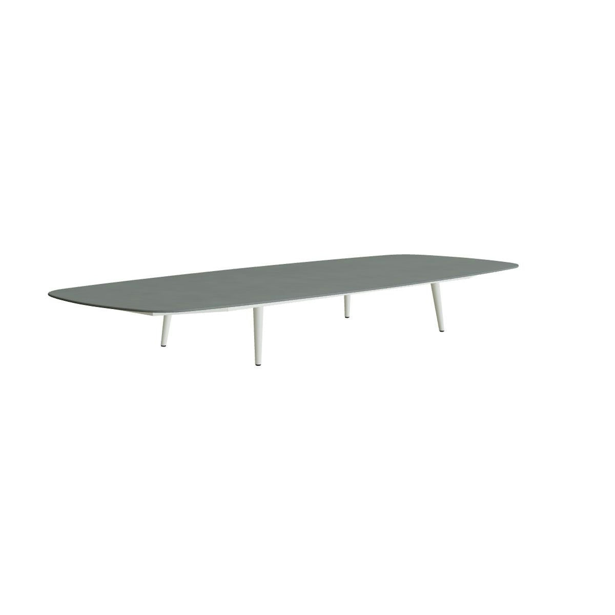Royal Botania Styletto Loungetisch niedrig oval 300 x 120 cm – Alu weiß · Keramik steingrün (Verdezza Amazon)