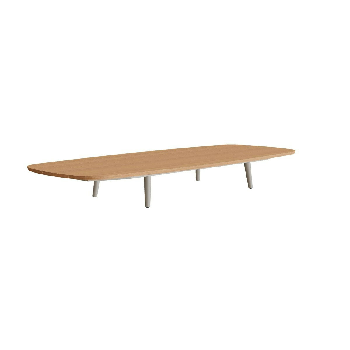 Royal Botania Styletto Loungetisch niedrig oval 300 x 120 cm – Alu pebble · Teak