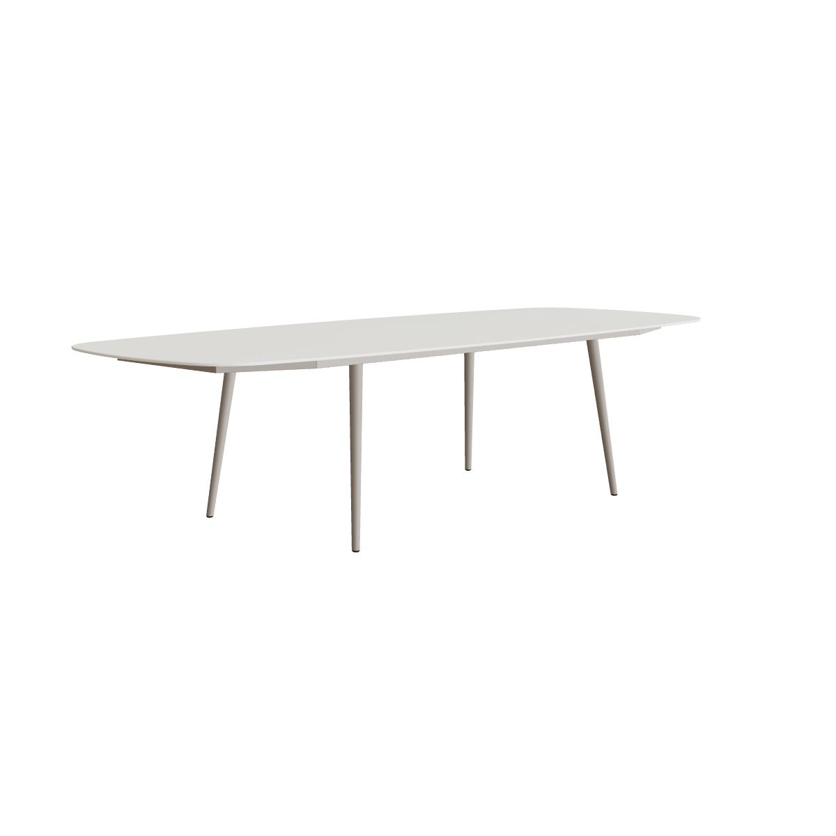 Royal Botania Styletto Esstisch oval 300 x 120 cm, Alu pebble, Keramik weiß (white)