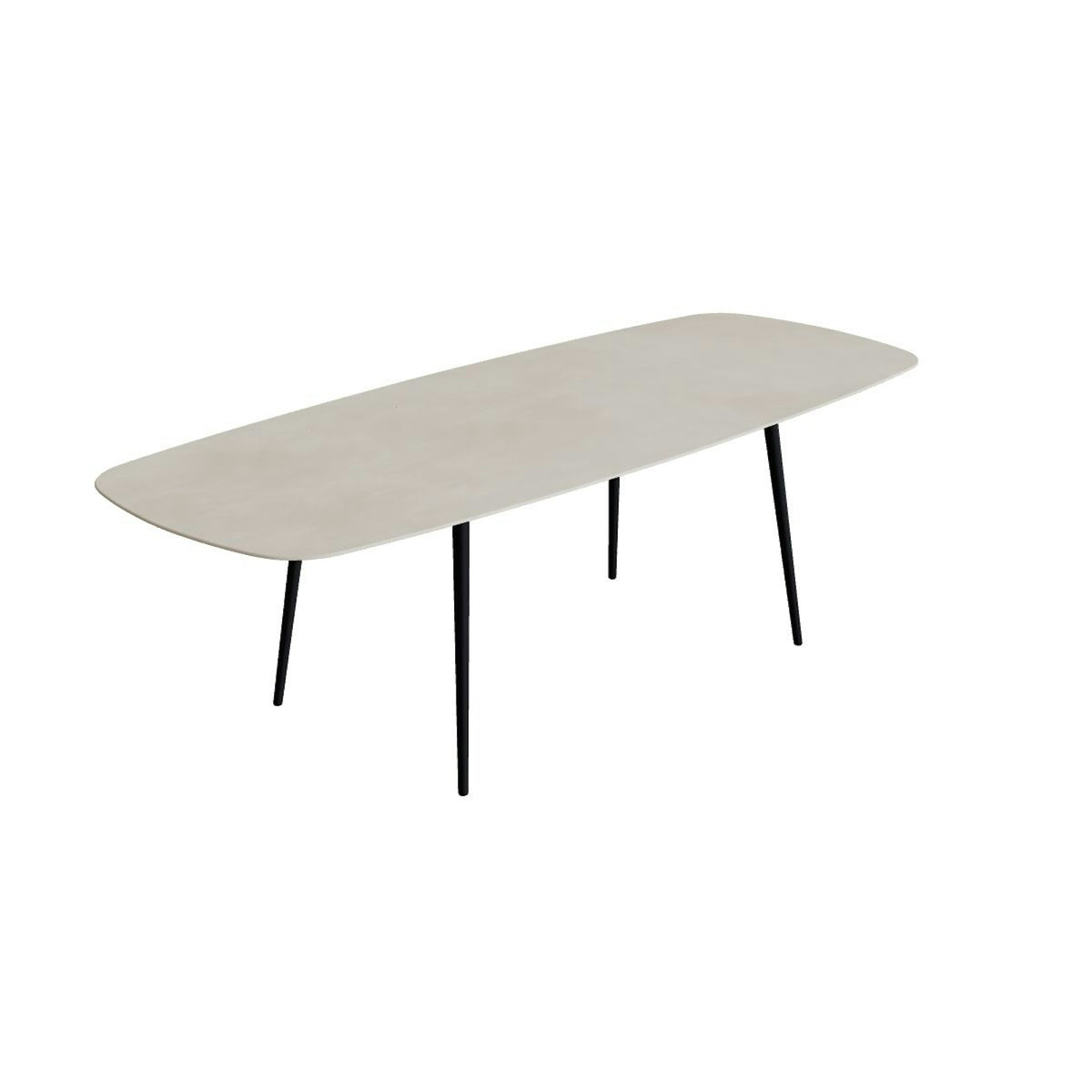 Royal Botania Styletto Thekentisch oval 300 x 120 cm – Alu anthrazit · Keramik zementgrau (Cemento Luminoso)
