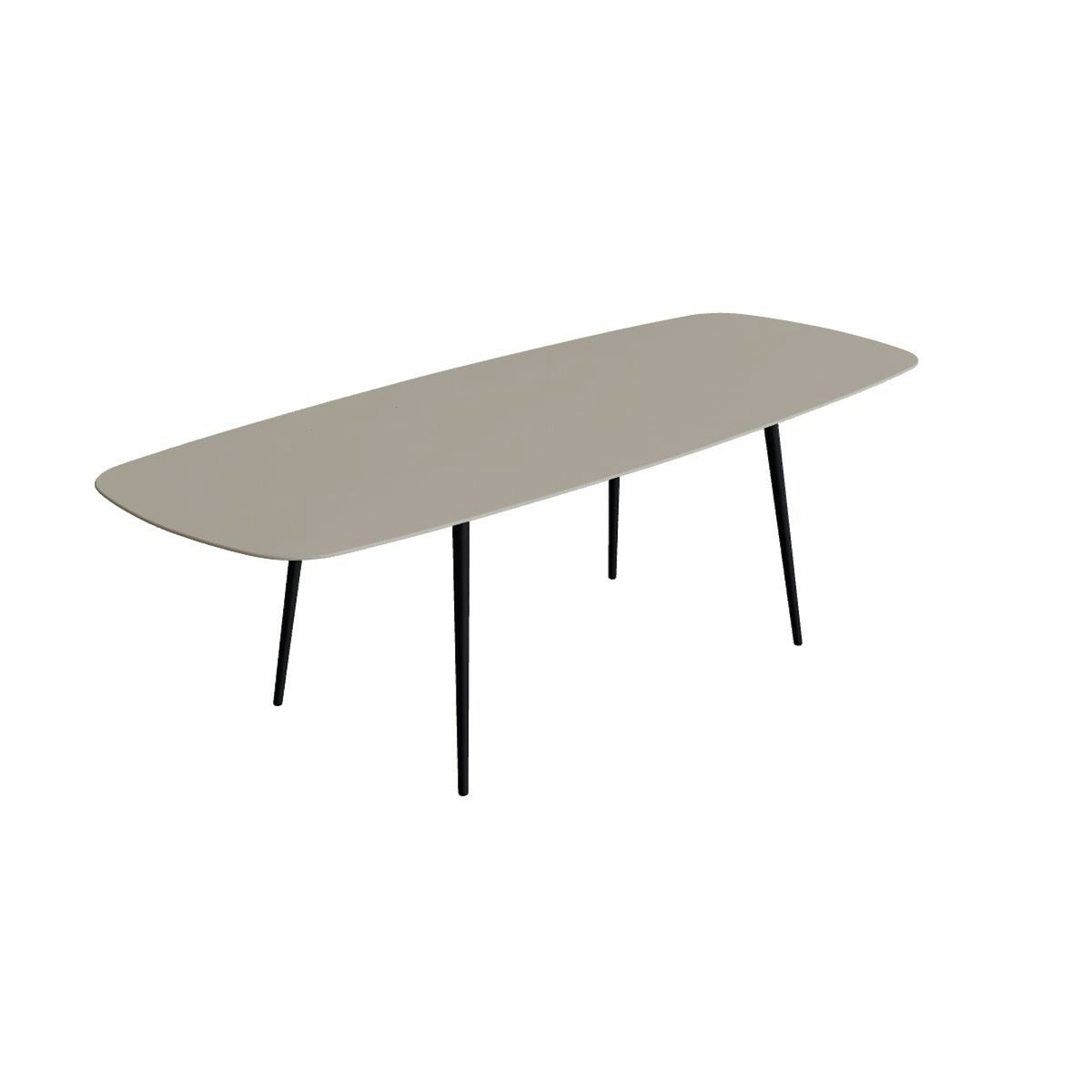 Royal Botania Styletto Thekentisch oval 300 x 120 cm – Alu anthrazit · Keramik perlgrau (Pearl Grey)