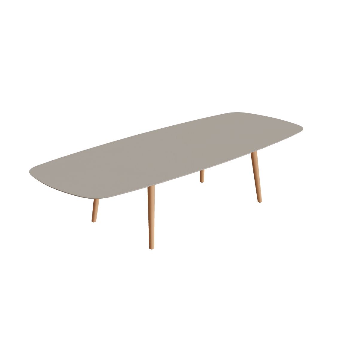 Royal Botania Styletto Low-Dining-Tisch oval 300 x 120 cm, Teakbeine, Keramik perlgrau (Pearl Grey)