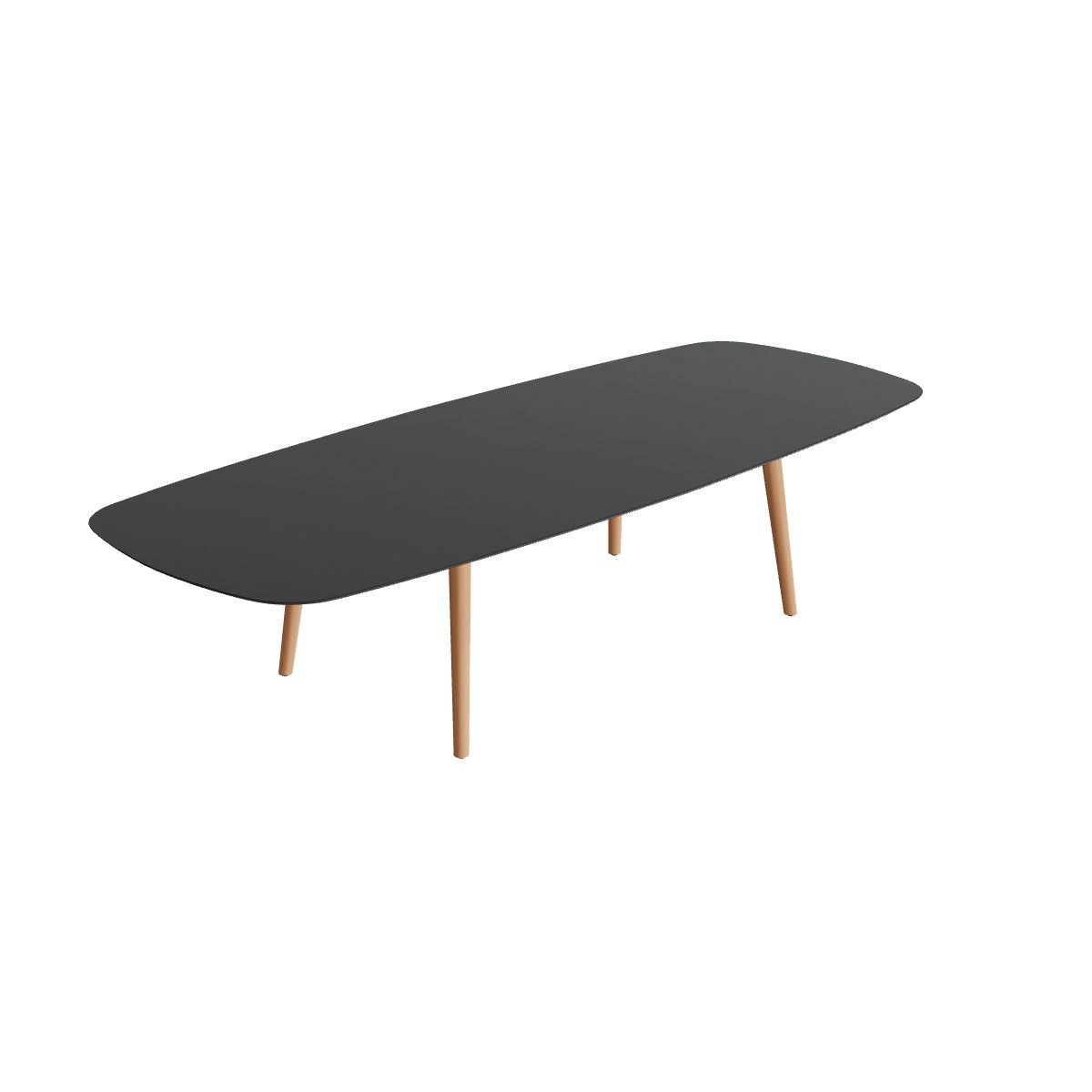 Royal Botania Styletto Low-Dining-Tisch oval 300 x 120 cm, Teakbeine, Keramik schwarz (black)