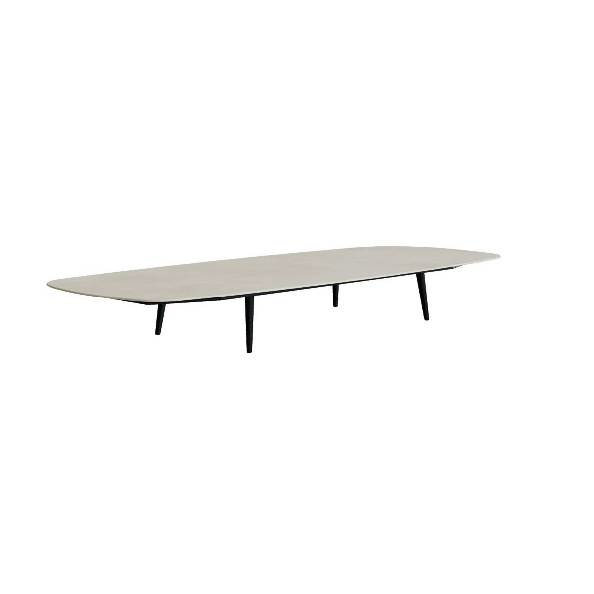 Royal Botania Styletto Loungetisch niedrig oval 300 x 120 cm – Alu anthrazit · Keramik zementgrau (Cemento Luminoso)