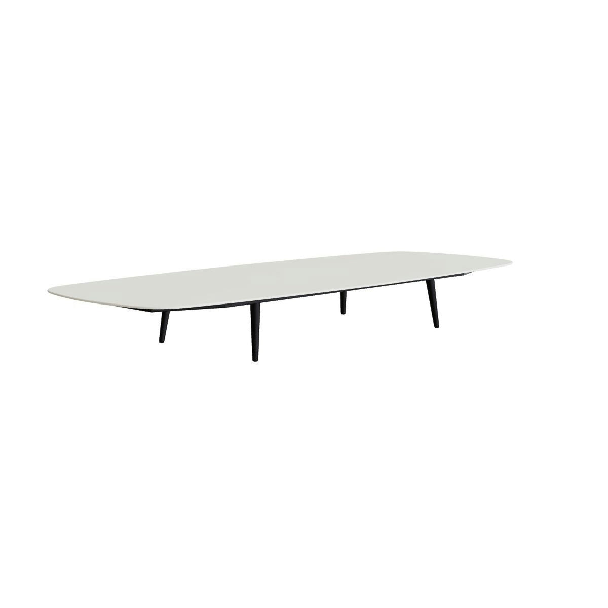 Royal Botania Styletto Loungetisch niedrig oval 300 x 120 cm – Alu bronze · Keramik weiß (white)