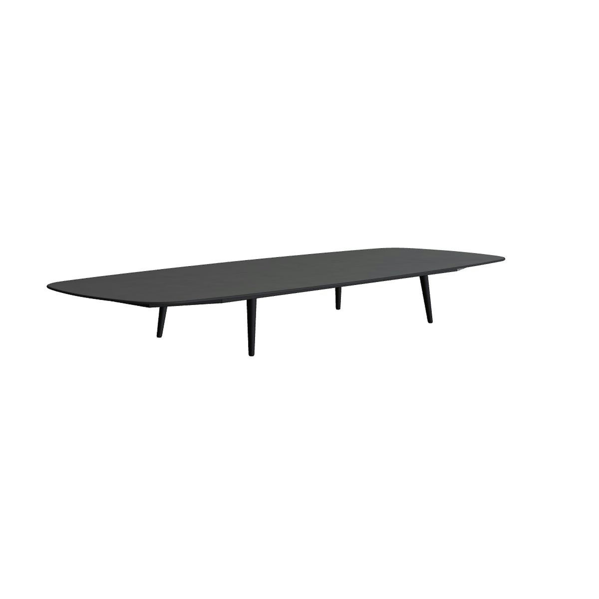 Royal Botania Styletto Loungetisch niedrig oval 300 x 120 cm – Alu bronze · Keramik schwarz (black)