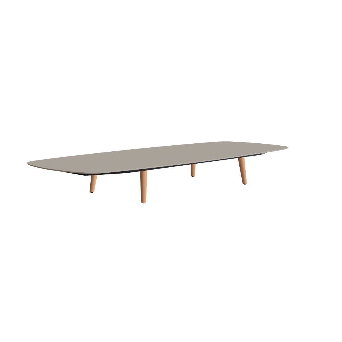 Royal Botania Styletto Loungetisch niedrig oval 300 x 120 cm, Teakbeine, Keramik perlgrau (Pearl Grey)