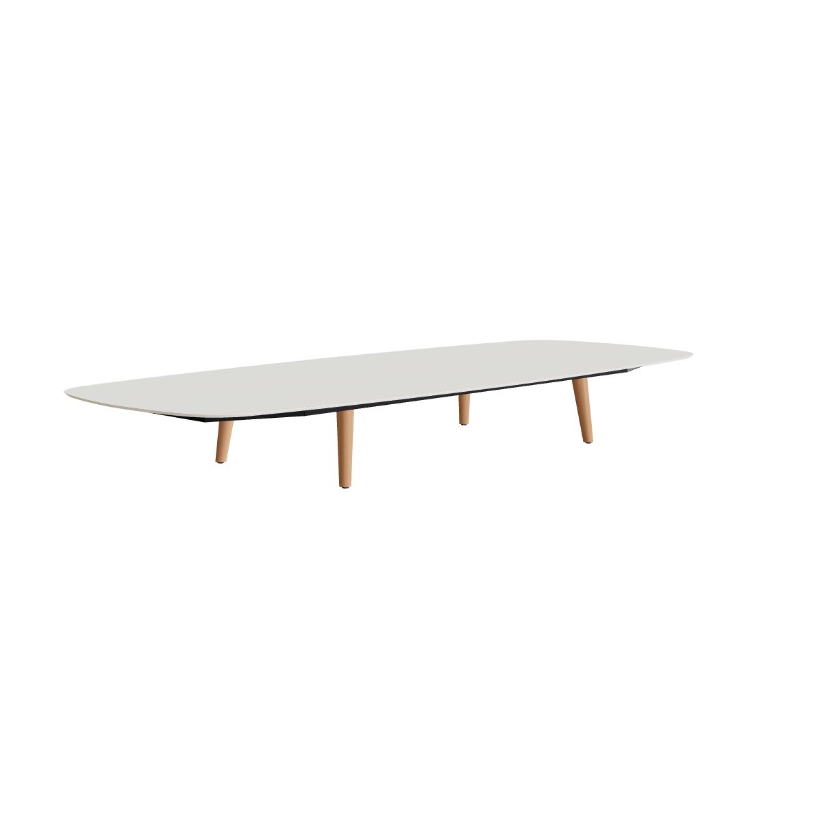 Royal Botania Styletto Loungetisch niedrig oval 300 x 120 cm, Teakbeine, Keramik weiß (white)