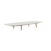 Royal Botania Styletto Loungetisch niedrig oval 300 x 120 cm, Teakbeine, Keramik weiß (white)