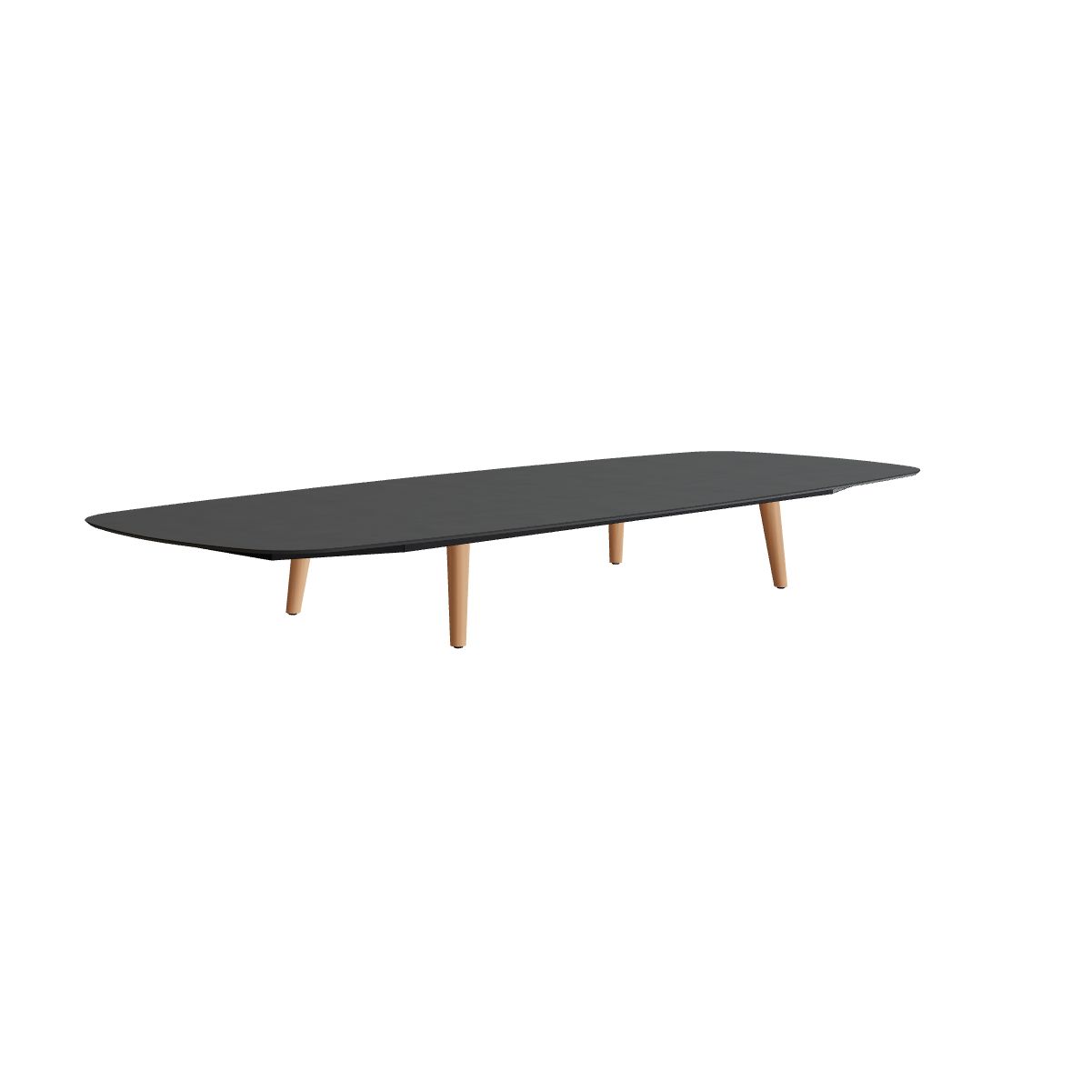 Royal Botania Styletto Loungetisch niedrig oval 300 x 120 cm, Teakbeine, Keramik schwarz (black)