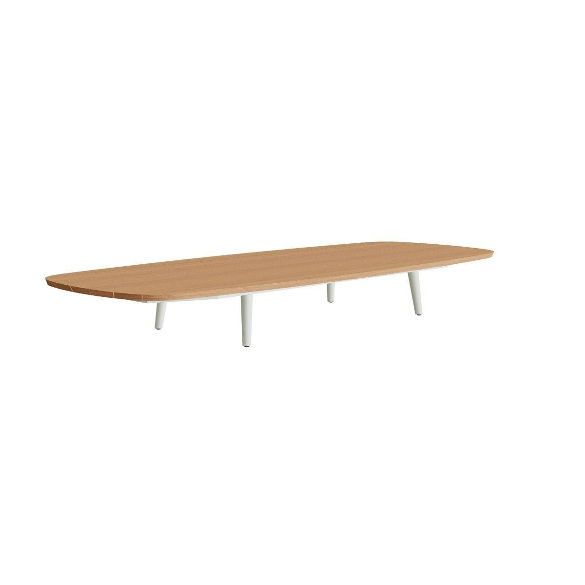Royal Botania Styletto Loungetisch niedrig oval 300 x 120 cm – Alu weiß · Teak