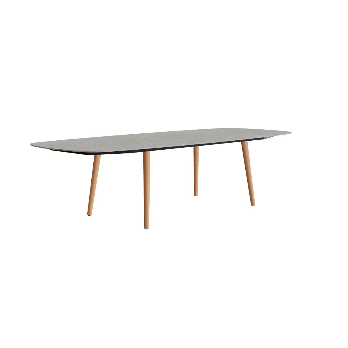 Royal Botania Styletto Esstisch oval 300 x 120 cm, Teakbeine, Keramik grau gemustert (Ceppo Dolomitica)