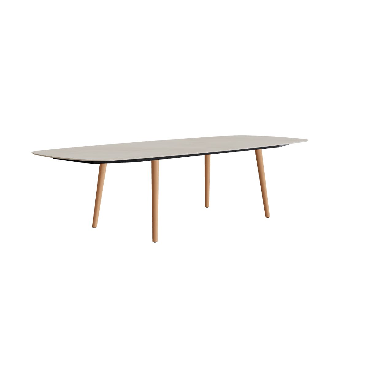 Royal Botania Styletto Esstisch oval 300 x 120 cm, Teakbeine, Keramik zementgrau (Cemento Luminoso)