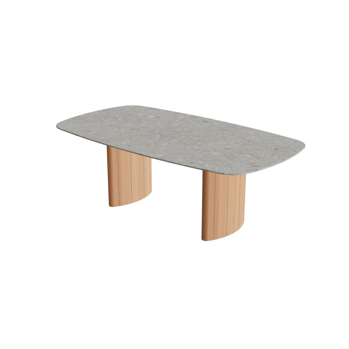 Royal Botania Regaliz Tisch oval 220 x 120 cm, Esstisch, Fuß Teak, Keramik grau gemustert (Ceppo Dolomitica)
