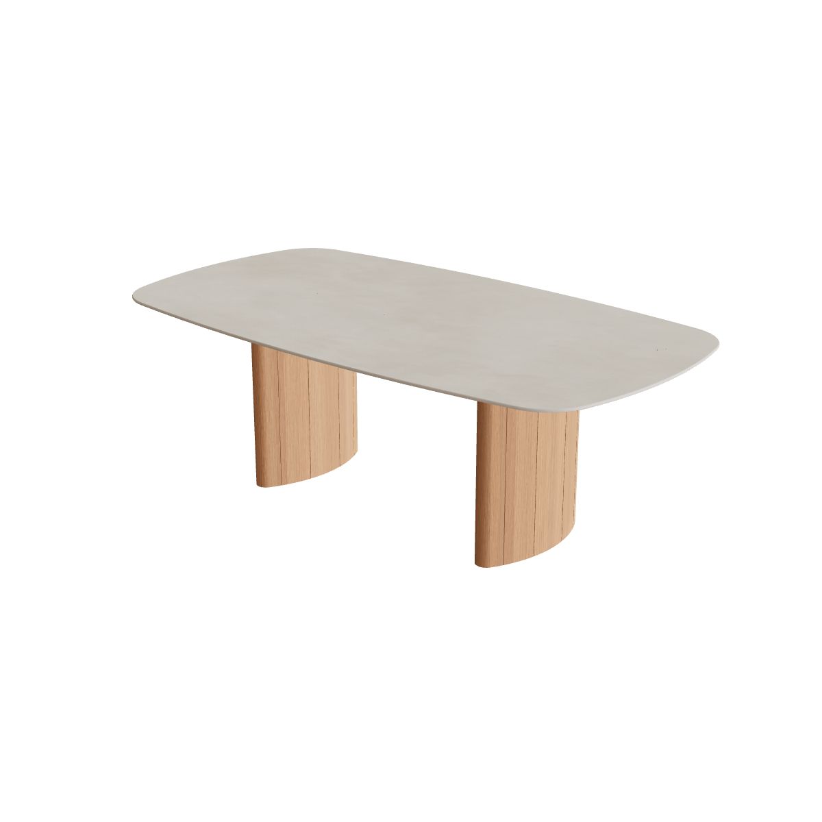 Royal Botania Regaliz Tisch oval 220 x 120 cm, Esstisch, Fuß Teak, Keramik zementgrau (Cemento Luminoso)