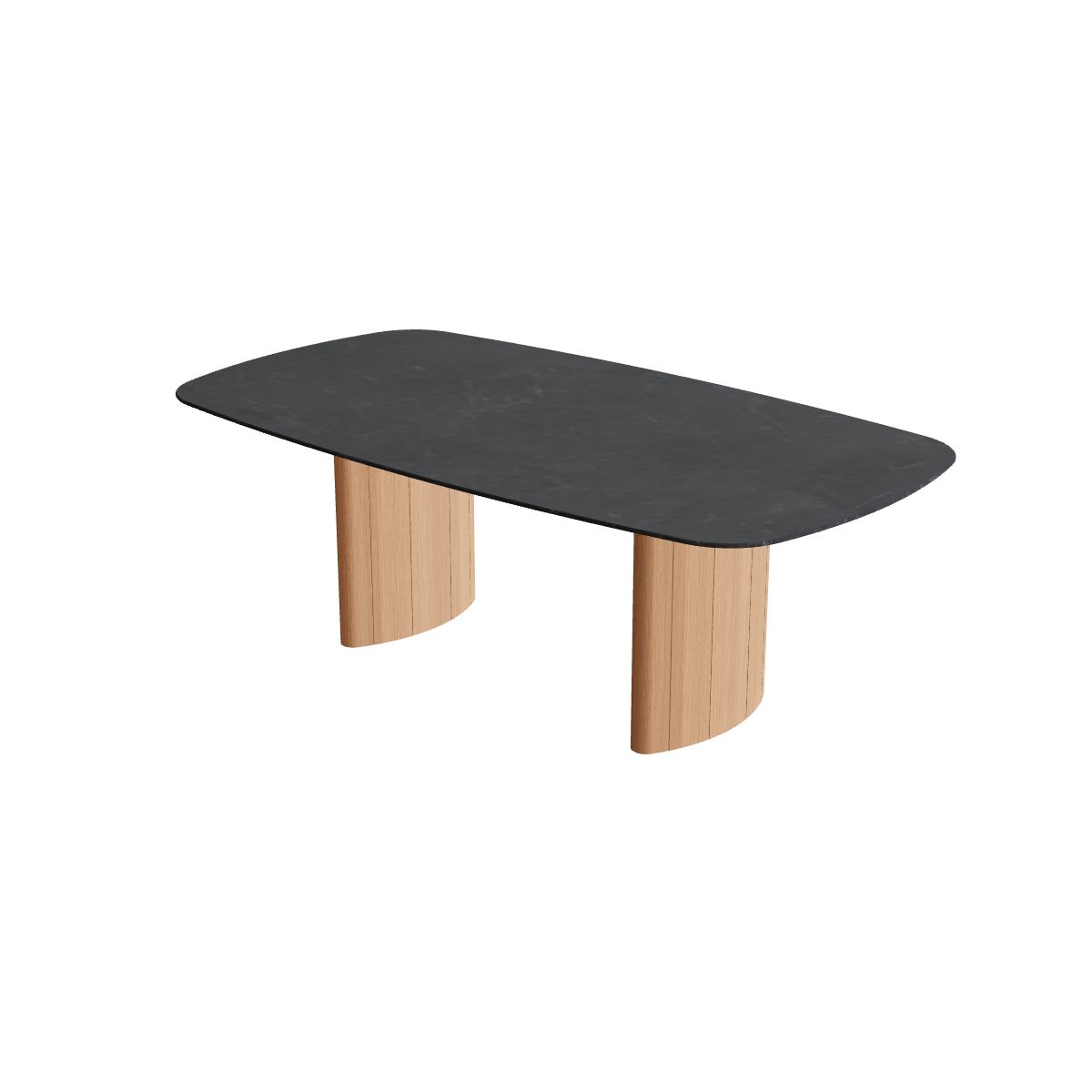 Royal Botania Regaliz Tisch oval 220 x 120 cm, Esstisch, Fuß Teak, Keramik schwarz geädert (Nero Marquina)