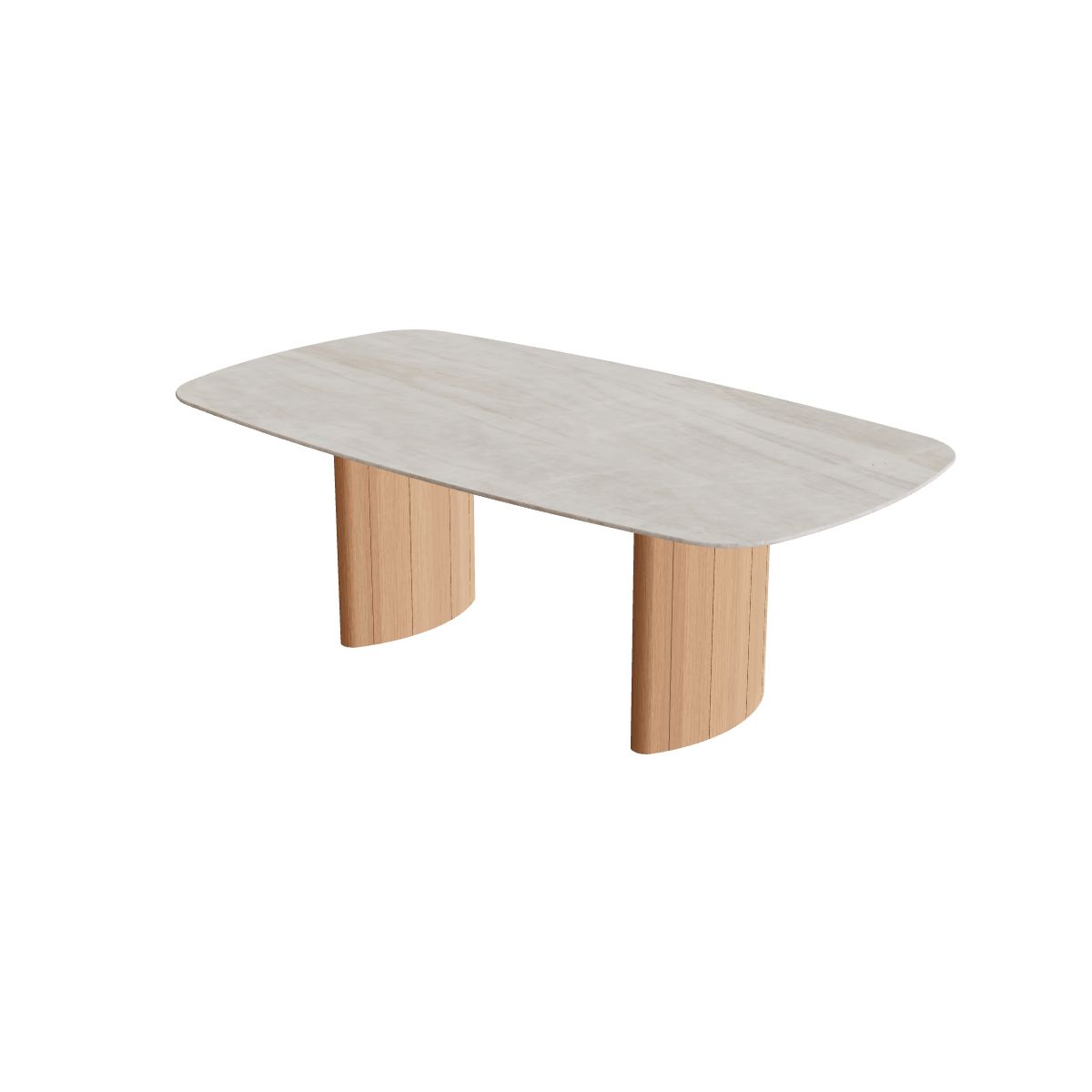 Royal Botania Regaliz Tisch oval 220 x 120 cm, Esstisch, Fuß Teak, Keramik grau-braun geädert (Strato Quartz)