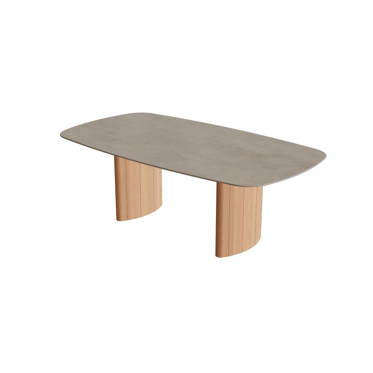 Royal Botania Regaliz Tisch oval 220 x 120 cm, Esstisch, Fuß Teak, Keramik graubraun (Terra Sabbia)