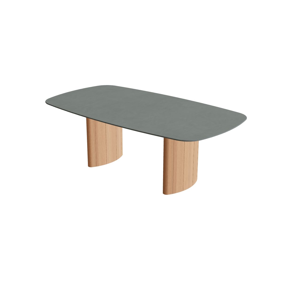 Royal Botania Regaliz Tisch oval 220 x 120 cm, Esstisch, Fuß Teak, Keramik steingrün (Verdezza Amazon)