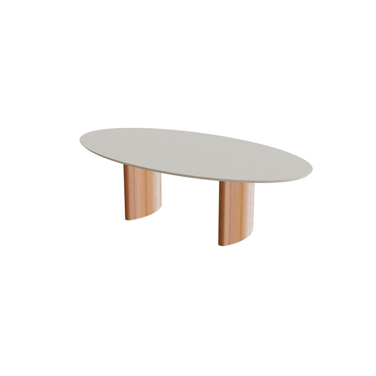 Royal Botania Regaliz Tisch Ellipse 250 x 130 cm, Esstisch, Fuß Teak geölt, Beton sand (desert)