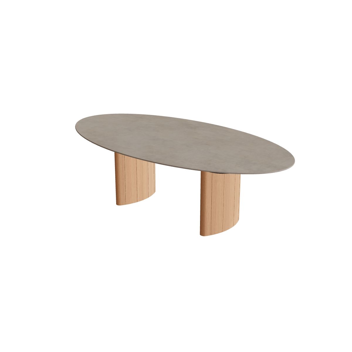 Royal Botania Regaliz Tisch Ellipse 250 x 130 cm, Esstisch, Fuß Teak, Keramik graubraun (Terra Sabbia)