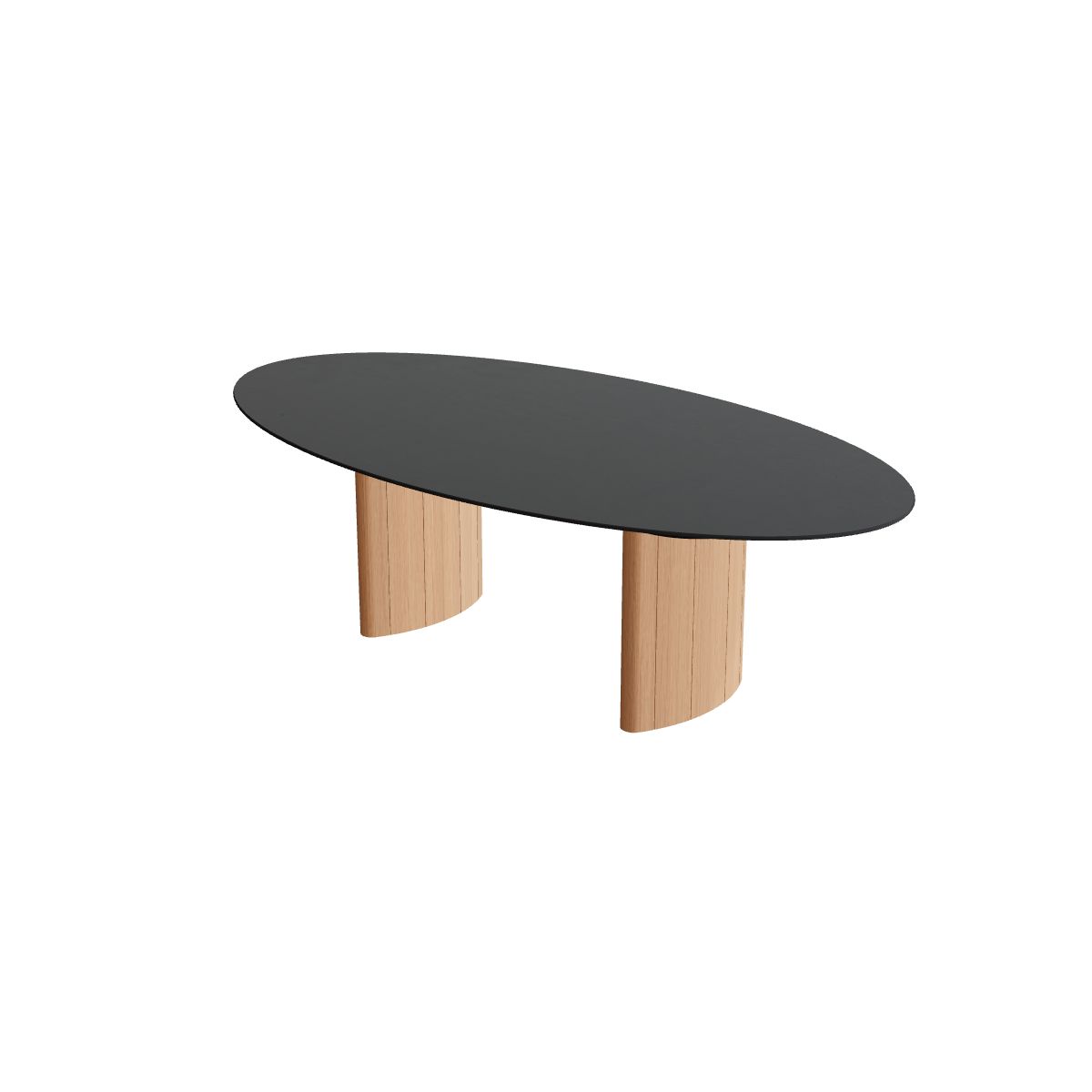Royal Botania Regaliz Tisch Ellipse 250 x 130 cm, Esstisch, Fuß Teak, Keramik schwarz (black)