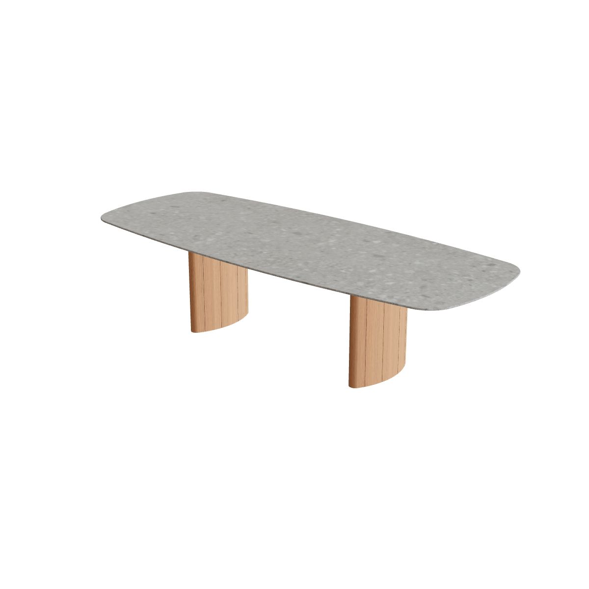 Royal Botania Regaliz Tisch oval 300 x 120 cm, Esstisch, Fuß Teak, Keramik grau gemustert (Ceppo Dolomitica)