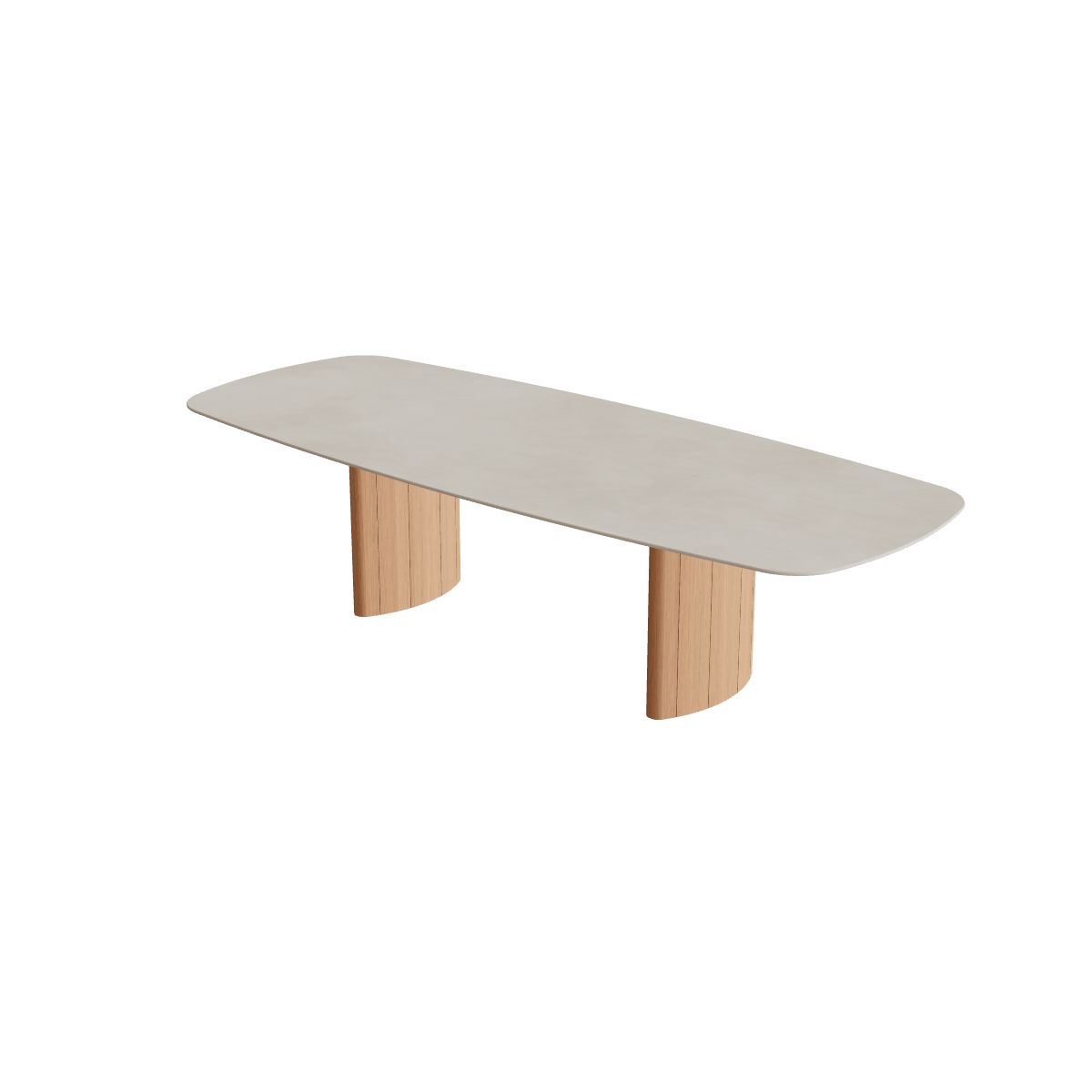Royal Botania Regaliz Tisch oval 300 x 120 cm, Esstisch, Fuß Teak, Keramik zementgrau (Cemento Luminoso)