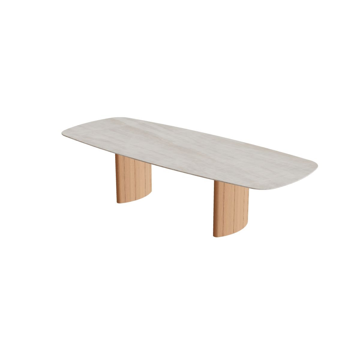 Royal Botania Regaliz Tisch oval 300 x 120 cm, Esstisch, Fuß Teak, Keramik grau-braun geädert (Strato Quartz)