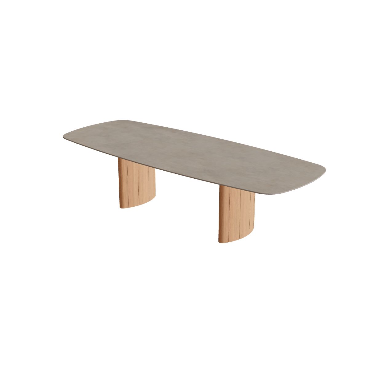 Royal Botania Regaliz Tisch oval 300 x 120 cm, Esstisch, Fuß Teak, Keramik graubraun (Terra Sabbia)